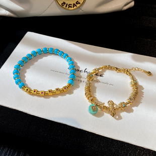 云端之蓝◆绿松石菱美矿黄金盘缠手链金刚杵复古时尚精致高级感女