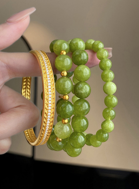 巨显白橄榄石水晶手串小红书爆款