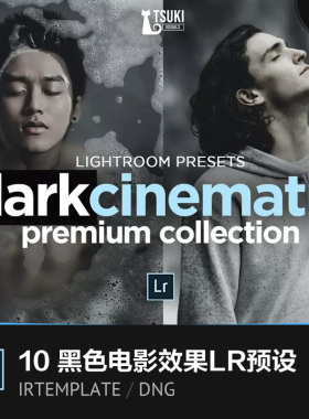 黑色调暗色电影质感效果照片处理调色滤镜LR预设LIGHTROOM素材
