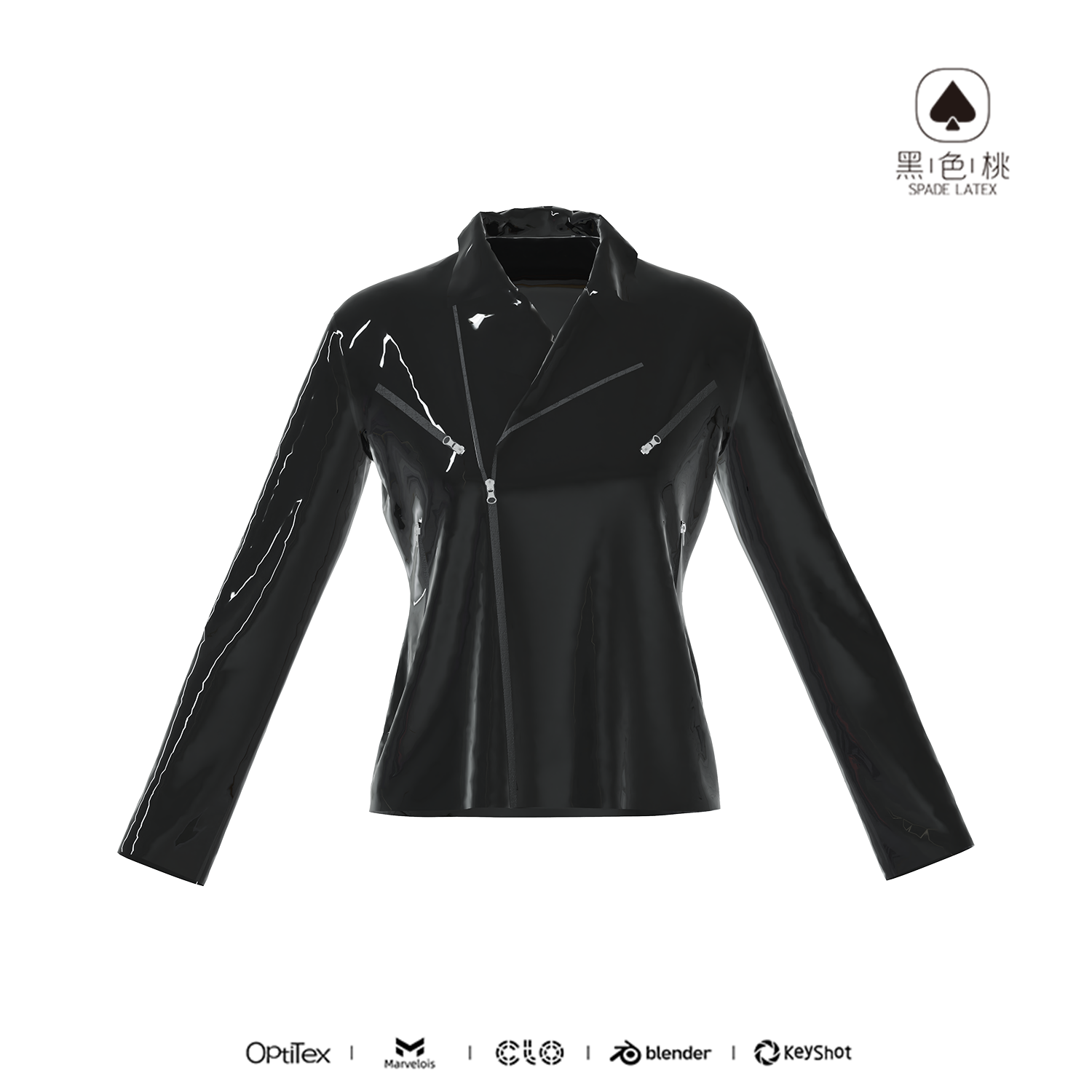 黑色桃CA003 定制乳胶衣 机车服 乳胶夹克短款乳胶上衣胶衣cos