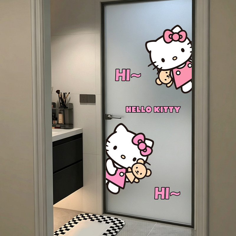 helloKitty可爱玻璃门装饰贴画