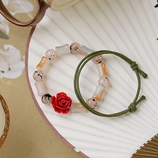 2026时尚 节节高升学生盘玩 国风创意玫瑰花文玩手链女文艺新中式