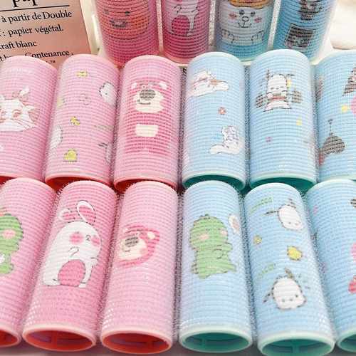 卡通加长款刘海卷发筒 空心卷发器 空气刘海卷自粘发卷魔术贴散装