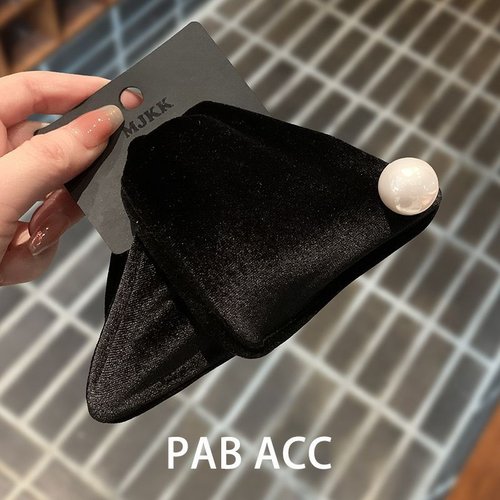 2026时尚赫本风丝绒仿珍珠鲨鱼夹韩国名媛小香风气质感半扎发抓夹