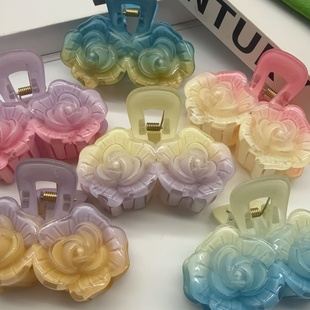 2026时尚 百搭发夹马尾 立体玫瑰花抓夹女后脑勺半扎发头饰气质爆款