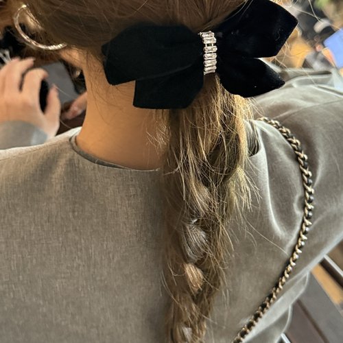 2026时尚韩国丝绒水钻感丝绒蝴蝶结发夹女丸子头发夹发抓弹簧夹