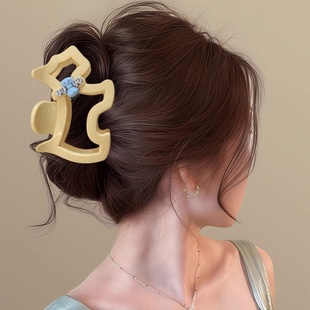 2026时尚 韩系镂空蝴蝶结小狗抓夹女后脑勺盘发鲨鱼夹百搭感夹子