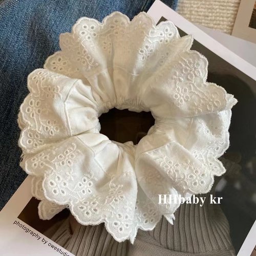 2026时尚赵露思同款双层蕾丝发圈法式镂空手工制作方圆同款大号