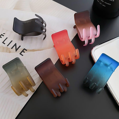 橘子色的日落高马尾固定小抓夹防塌爪夹小号发夹鲨鱼夹