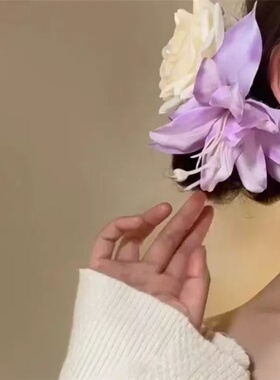 2026时尚紫色蝴蝶兰花朵发夹女仿真花个性精致鸭嘴夹ins感百搭