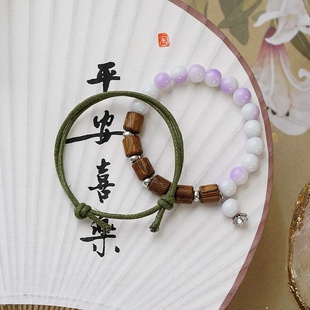 鸡翅木串珠学生盘玩 水晶手链女文艺新中式 2026时尚 国风创意新款