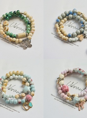 2026时尚景德镇陶瓷手链夏季女感简约新中式国风闺蜜森系流行双圈