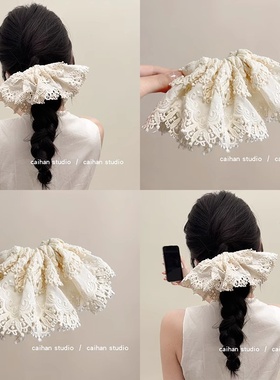 2026时尚蕾丝舞曲！纯欲花边大肠发圈！韩系半扎发后脑勺女感百搭