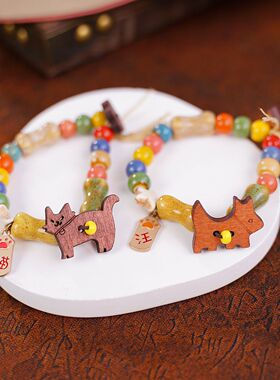 小红书同款陶瓷手链狗狗猫咪手串闺蜜可爱情侣配饰小动物礼物