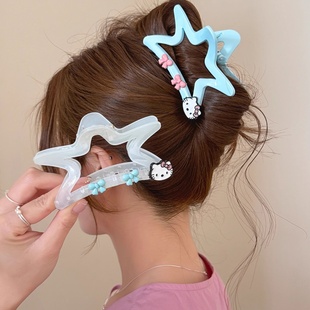 2026时尚 夏日海风高颜值小清新海星kt猫抓夹发饰发抓鲨鱼夹后脑勺