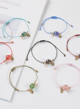 2026时尚新款韩式金沙夜光琉璃珠手链送闺蜜朋友荧光琉璃饰品