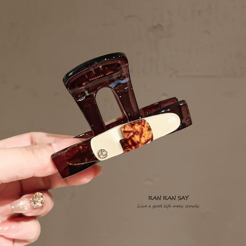 2026时尚韩系撞色醋酸抓夹女感半扎发夹子后脑勺发量少盘发鲨鱼夹