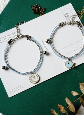 2026时尚日韩流行蓝色系时间手链女流行百搭冷淡风小众设计情侣