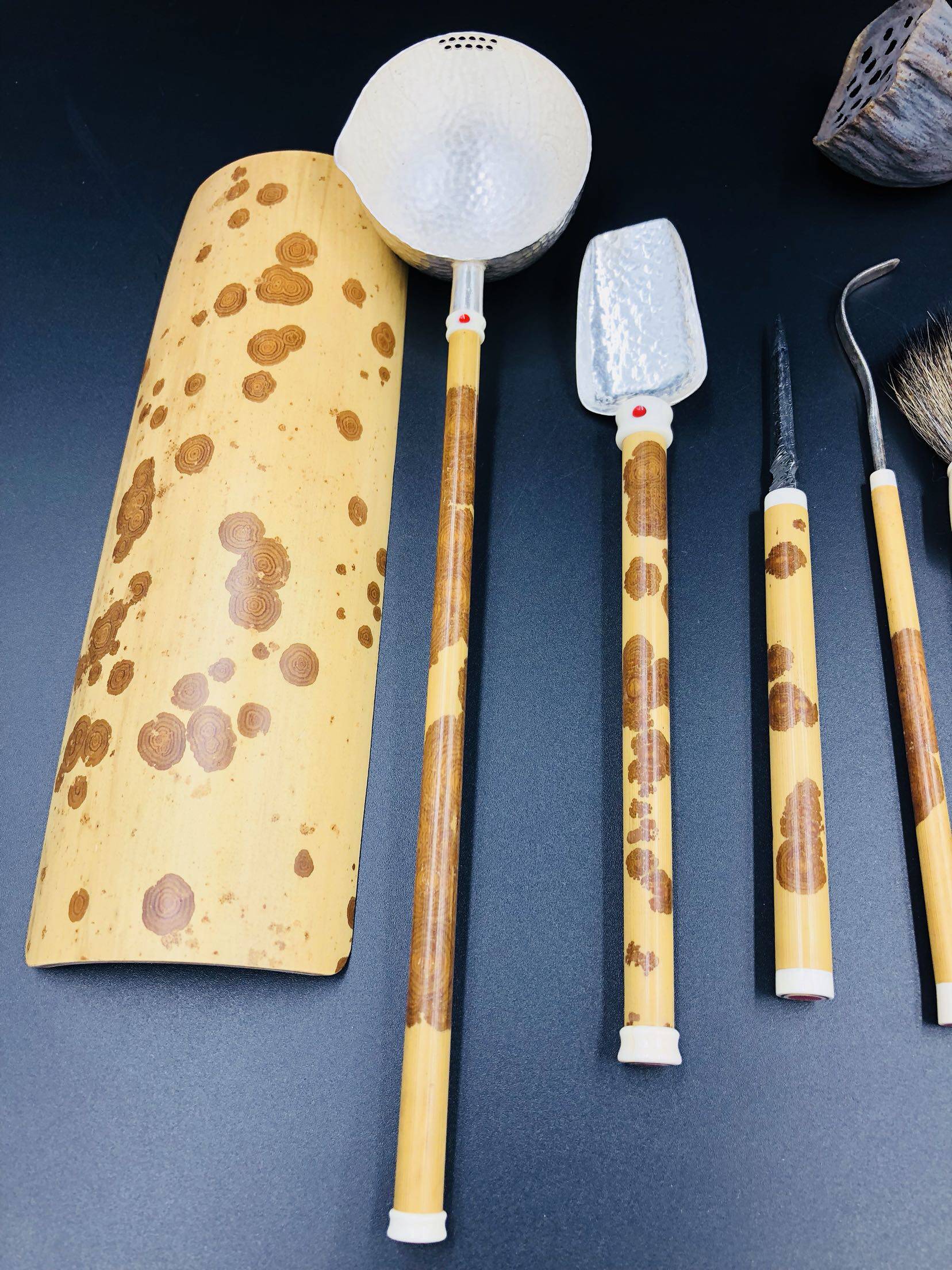 银茶具 湘妃竹茶具 福建湘妃竹