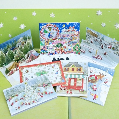 日本立体圣诞贺卡新年祝福留言卡