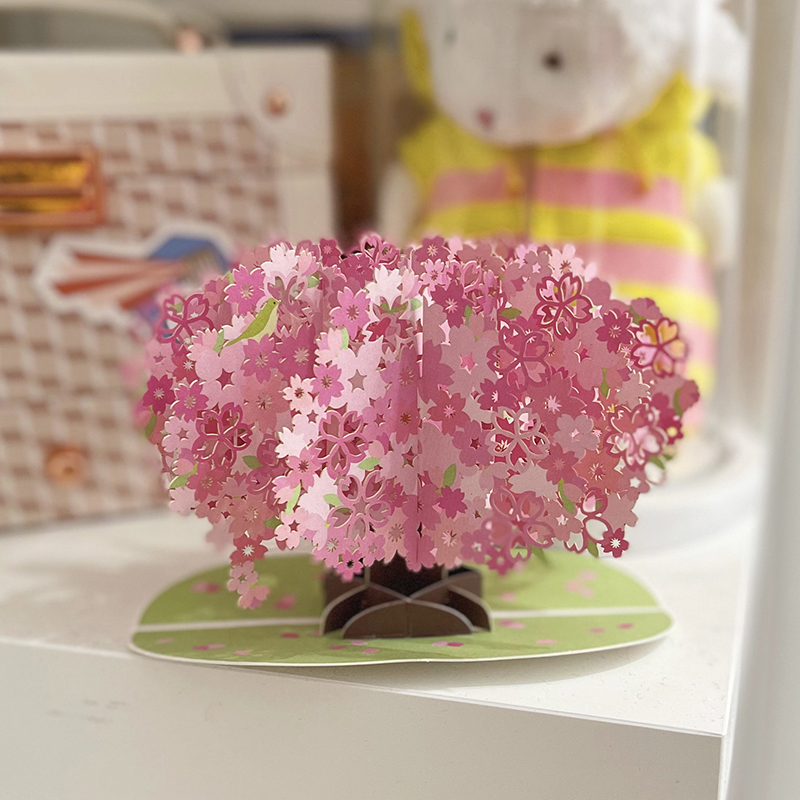 日本春日樱花树立体贺卡生日礼物教师节毕业激光雕刻祝福万用卡片