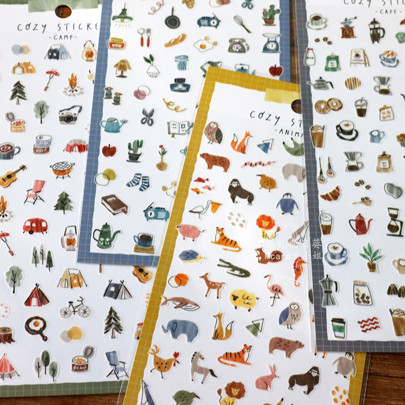 日本制mw动物园露营小物贴纸