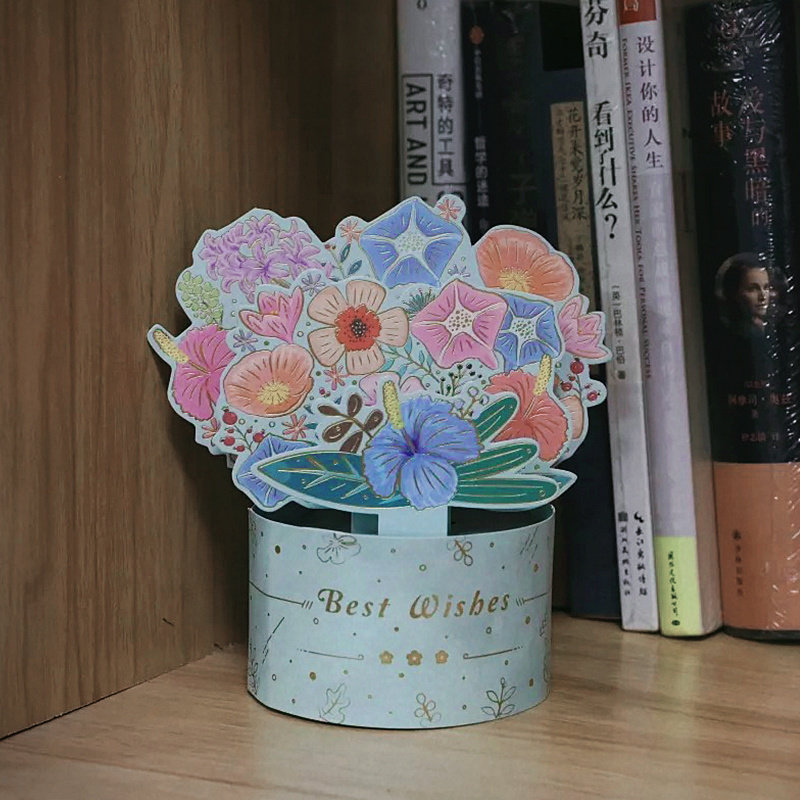 一念花开系列花卉立体贺卡花束新年送老师礼物生日万用祝福卡片