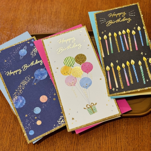 三丽鸥创意生日贺卡星球宇宙蜡烛气球庆生送朋友礼物祝福对折卡片