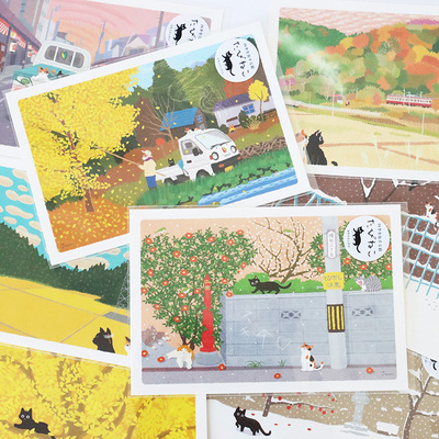 日本制旅猫秋季限定银杏留言卡