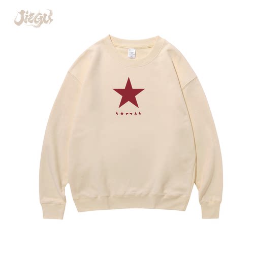 JIEGU 大卫鲍伊David Bowie毛圈卫衣黑星Blackstar纪念复古怀旧