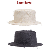 SassyBarka破洞流苏废土风末日感平顶短檐黑白小礼帽子男女中性