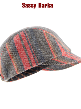 SassyBarka码头行者短檐鸭舌帽条纹复古春夏薄款立体剪裁男女中性