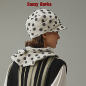 SassyBarka限量国现童话系列波点不对称短檐帽子 双层设计师领子