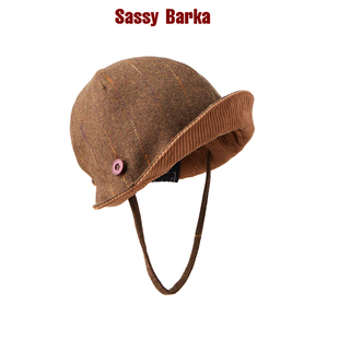 SassyBarka限定系带包头马术日常版 男女秋冬复古显脸小 设计师款