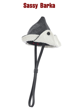 SassyBarka长皮带马术帽设计师限定船型翻檐护耳系带尖顶帽子秋冬