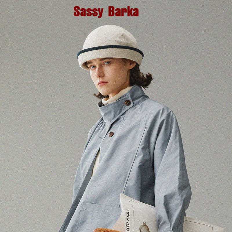 SassyBarka圆顶白色复古卷檐礼帽