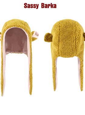 SassyBarka鹿耳造型加厚保暖包头围巾一体帽子动物毛绒秋冬男女