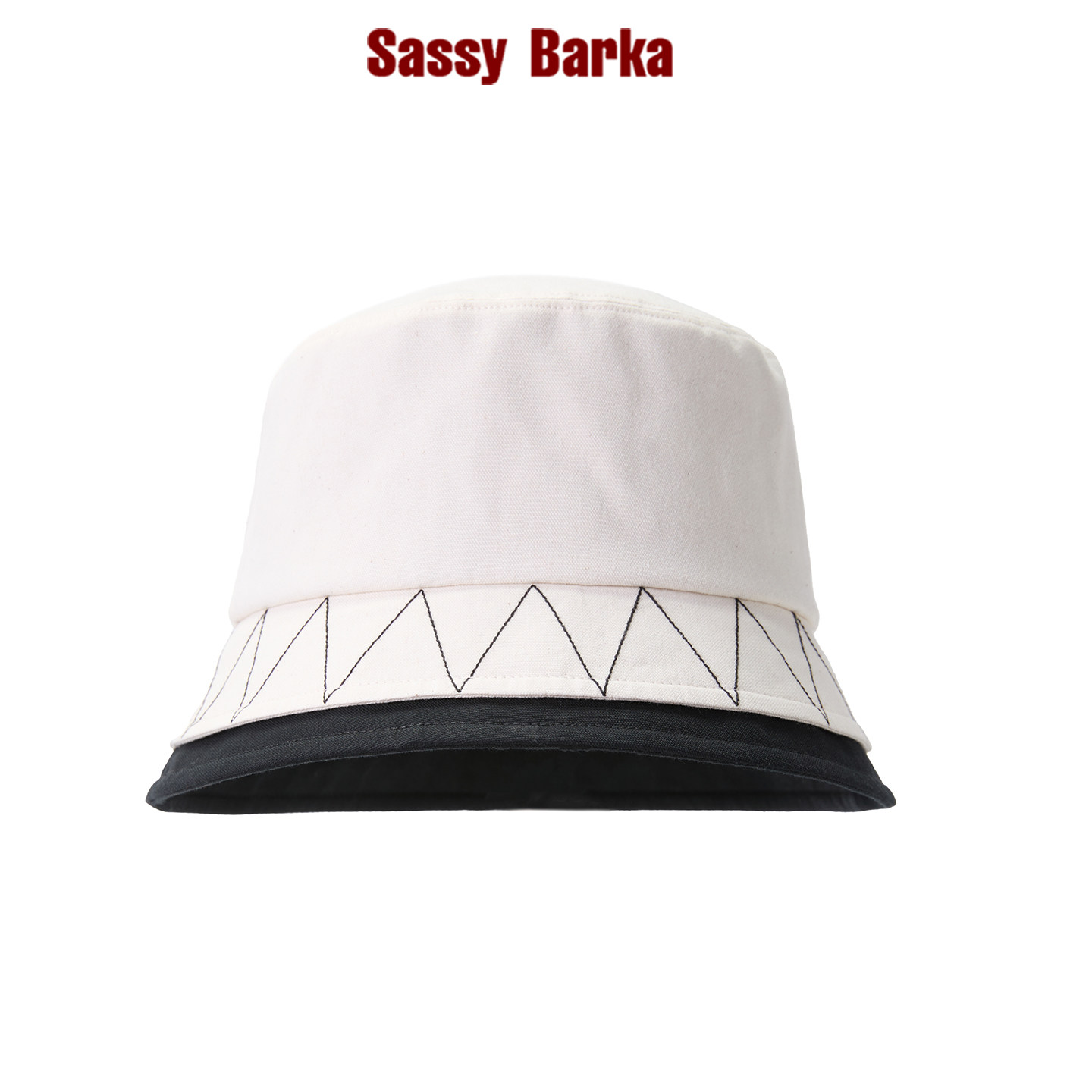SassyBarka黑白双层檐平顶渔夫帽子香草曲奇男女四季遮阳防晒基础