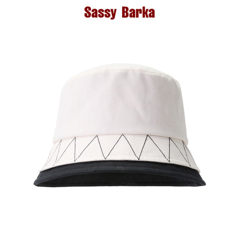 SassyBarka黑白双层檐平顶渔夫帽子香草曲奇男女四季遮阳防晒基础