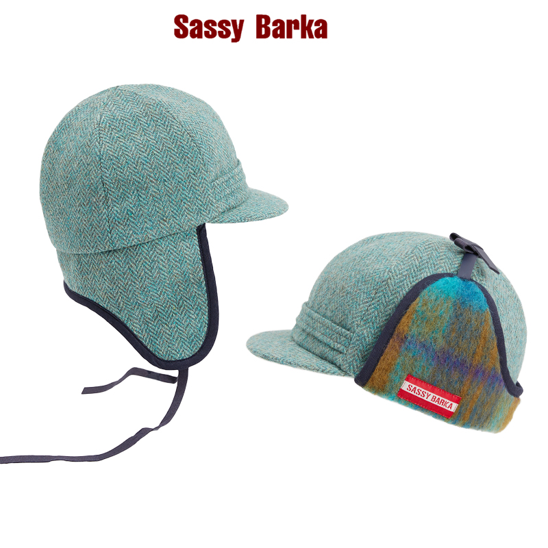 雾霾蓝护耳保暖短檐雷锋帽