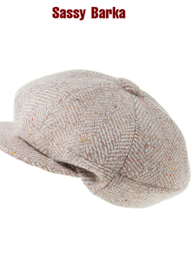 SassyBarka送报人不对称羊毛鱼骨八角报童鸭舌帽复古春秋冬男女