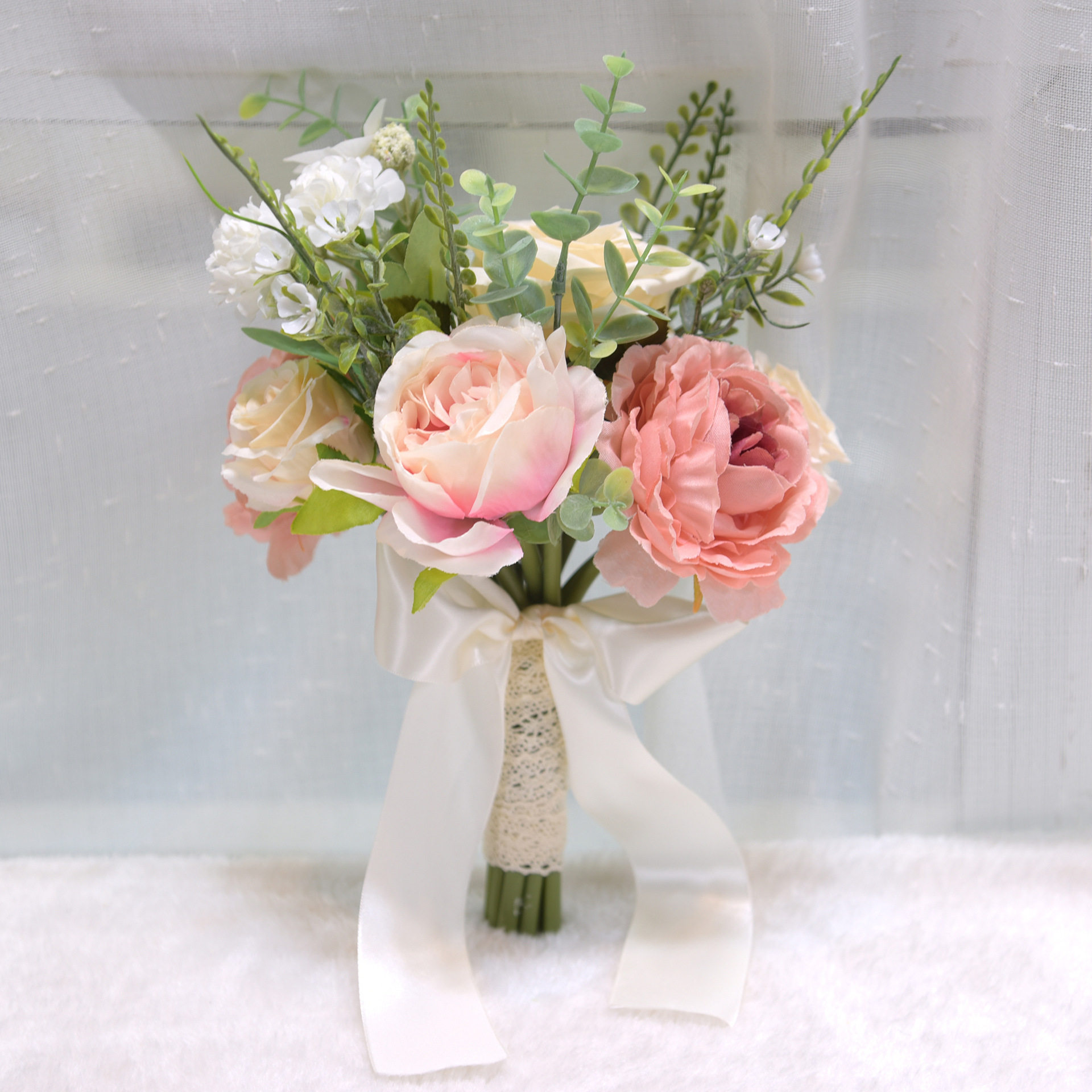 新娘伴娘团森系手捧花仿真花花束摆件餐桌茶几玫瑰装饰小清新儿童