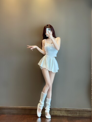 芭蕾少女百褶裙高腰舒适运动裙裤
