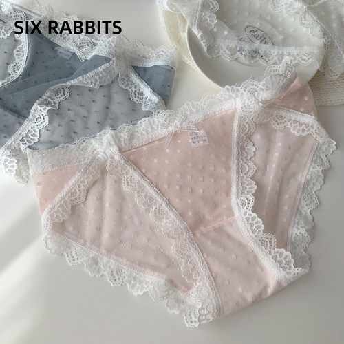 六只兔子蕾丝性感高开叉少女内裤
