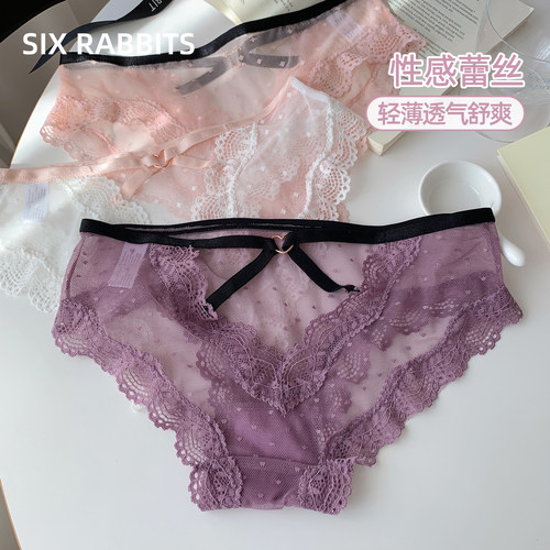 六只兔子全棉底裆性感蕾丝内裤女