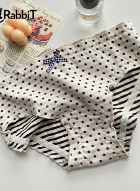 六只兔子内裤女日系波点亲肤纯棉底裆包臀性感中腰学生三角裤短裤