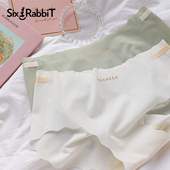 三角裤 女抑菌透气底裆中腰包臀薄款 无痕冰丝内裤 六只兔子一片式
