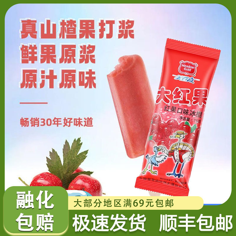 3支美登高大红果冰棍山楂味雪糕冰淇淋网红经典冷饮棒冰75g/支