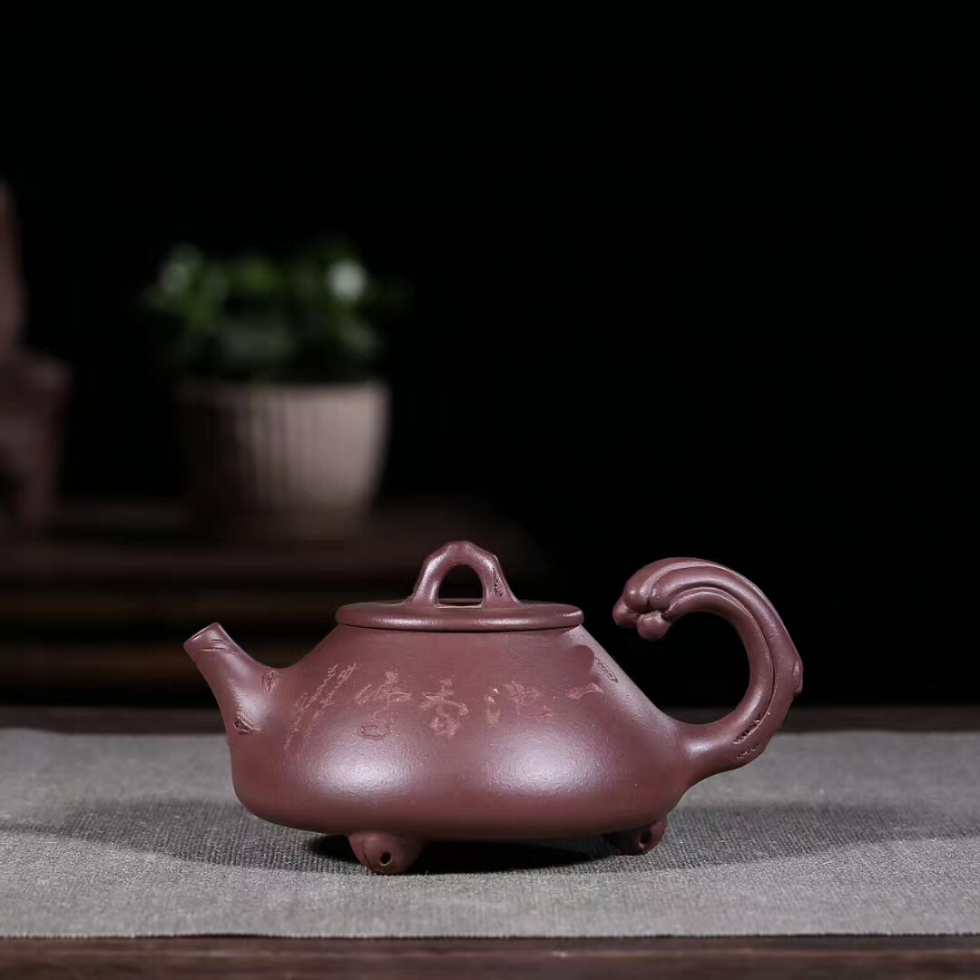 江苏宜兴紫砂壶纯手工精品紫泥经典石瓢壶梢枝一池香雪330CC容量