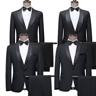 黑色主持人礼服男学生舞台表演西装套装大合唱西服歌手钢琴演出服
